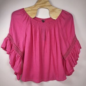 Unique Spectrum Women Plus Size 3XL Boho Fuchsia Blouse Shirt Butterfly Sleeve